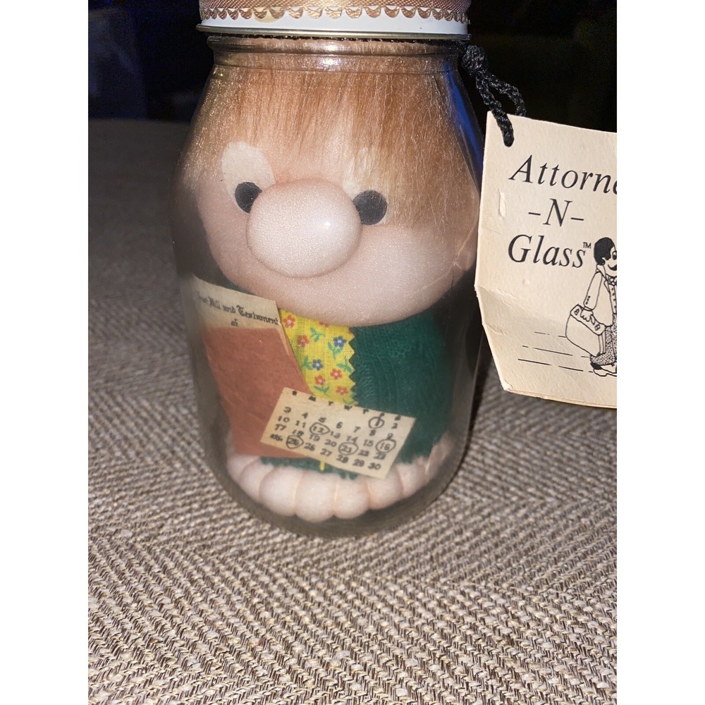 Vintage Attorney N Glass Diane Gifts Inc Attorney in a Jar Plush Gift 1980s Read - Picture 2 of 7